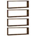 Vidaxl Wall Cube Shelves 4 Pcs Smoked Oak 80X15X26.5 Cm Engineered Wood