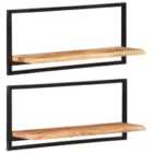 Vidaxl Wall Shelves 2 Pcs 80X25X35 Cm Solid Wood Acacia And Steel