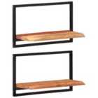 Vidaxl Wall Shelves 2 Pcs 60X25X35 Cm Solid Wood Acacia And Steel
