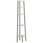 Vidaxl 5-tier Corner Shelf Light Brown And Black 45.5X31.5X180 Cm
