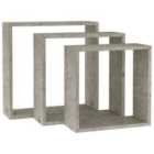 Vidaxl Wall Cube Shelves 3 Pcs Concrete Grey