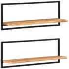 Vidaxl Wall Shelves 2 Pcs 100X24X35 Cm Solid Wood Acacia And Steel