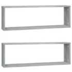 Vidaxl Wall Cube Shelves 2 Pcs Grey Sonoma 80X15X26.5 Cm Engineered Wood