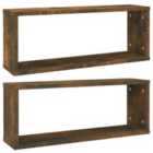 Vidaxl Wall Cube Shelves 2 Pcs Smoked Oak 60X15X23 Cm Engineered Wood
