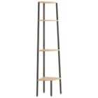 Vidaxl 4-tier Corner Shelf Light Brown And Black 45.5X31.5X150 Cm