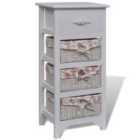 Vidaxl Cabinet With 1 Drawer And 3 Baskets White Paulownia Wood