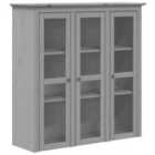 Vidaxl Cabinet With Glass Doors Bodo Grey Solid Wood Pine