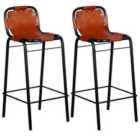 vidaXL Bar Stools 2 pcs Real Leather