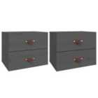 Vidaxl Wall-mounted Bedside Cabinets 2 Pcs Grey 50X36X40 Cm