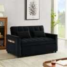 Madrid Velvet 2 Seater Pull-out Sofa Bed In Black
