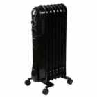Emtronics 7 Fin Oil Filed Portable Heater Radiator With Thermostat - Black