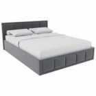 Vida Designs Vanita Double Ottoman Fabric Bed, Light Grey (2)