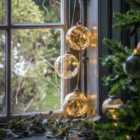 Crossland Grove Feather Etched Bauble With LED Amber 120X120X140Mm