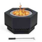 Sunjoy Smokeless Wood Burning Fire Pit with Fire Poker