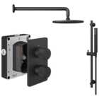 Melbury Pro Dual Control Round Mixer Shower includes Shower Valve, Shower Head & Riser Rail - Matt Black