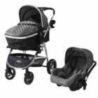 Bambico 3 In 1 Deluxe Pushchair Stroller - Grey With Silver Trim