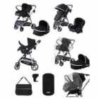 Bambico 3 In 1 Deluxe Pushchair Stroller - Black With Grey Trim