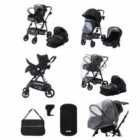 Bambico 3 In 1 Deluxe Pushchair Stroller - Black With Black Pu Trim