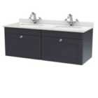 nuie 1200mm Wall Hung 2 Drawer Vanity & Marble Top - Soft Black