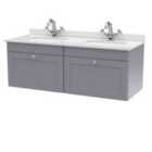 nuie 1200mm Wall Hung 2 Drawer Vanity & Marble Top - Satin Grey