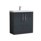 nuie Arno 800mm Floor Standing 2 Door Vanity & Basin 1 - Soft Black
