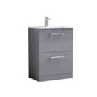 nuie Arno 600mm Floor Standing 2 Drawer Vanity & Basin 2 - Satin Grey