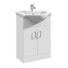 nuie 550mm Floor Standing Cabinet & Round Basin - Gloss White