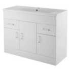 nuie 1000mm Floor Standing Cabinet & Minimalist Basin - Gloss White