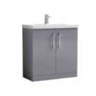 nuie Arno 800mm Floor Standing 2 Door Vanity & Basin 1 - Satin Grey