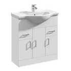 nuie 750mm Floor Standing Cabinet & Round Basin - Gloss White