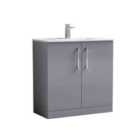nuie Arno 800mm Floor Standing 2 Door Vanity & Basin 2 - Satin Grey