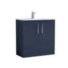 nuie Arno 800mm Floor Standing 2-Door Vanity & Basin 2 - Midnight Blue