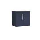 nuie Arno 600mm Wall Hung 2-Door Vanity & Worktop - Midnight Blue