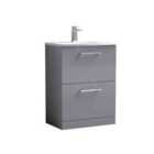 nuie Arno 600mm Floor Standing 2 Drawer Vanity & Basin 4 - Satin Grey