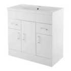 nuie 800mm Floor Standing Cabinet & Minimalist Basin - Gloss White