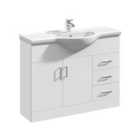 nuie 1050mm Floor Standing Cabinet & Round Basin - Gloss White