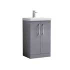 nuie Arno 500mm Floor Standing 2 Door Vanity & Basin 3, Satin Grey