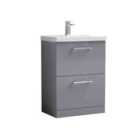 nuie Arno 600mm Floor Standing 2 Drawer Vanity & Basin 3 - Satin Grey