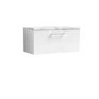 nuie Arno 800mm Wall Hung 1-Drawer Vanity & Laminate Worktop - Gloss White