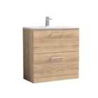 nuie Arno 800mm Floor Standing 2-Drawer Vanity & Basin 4 - Bleached Oak