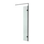nuie Fluted Wetroom Fluted Wetroom 8mm Toughened Safety Glass Swing Return Screen, 300mm x 1850mm - Black