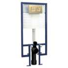 nuie Dual Flush Concealed Cistern Frame Square Plate - Brass