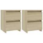Vidaxl Bedside Cabinets 2 Pcs Sonoma Oak 30X30X40 Cm Engineered Wood