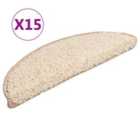 Vidaxl Carpet Stair Treads 15 Pcs Cream 56X17X3 Cm
