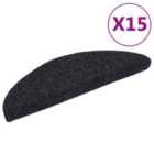 Vidaxl 15 Pcs Self-adhesive Stair Mats Needle Punch 56X17X3 Cm Black