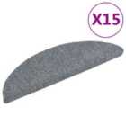 Vidaxl 15 Self-adhesive Stair Mats Needle Punch 56X17X3 Cm Light Grey
