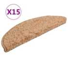 Vidaxl Carpet Stair Treads 15 Pcs Beige 56X17X3 Cm