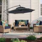 Garden Sanctuary 3M Double-top Cantilever Paraso With Fillable Cantilever Umbrella Stand Set