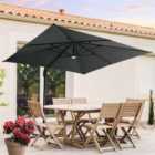 Garden Sanctuary 3M Square Cantilever Parasol With Solar Light And Garden Sanctuary Fillable Cantilever Umbrella Stand Set