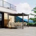 Garden Sanctuary Light Grey Aluminum Patio Pergola With UV-Resistant Retractable Canopy